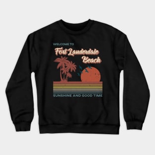 Fort Lauderdale Beach - Fort Lauderdale Beach Retro Sunset Crewneck Sweatshirt